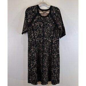 Taylor Woman Nude and Black Short Sleeves Floral Knit Dress Size 1X